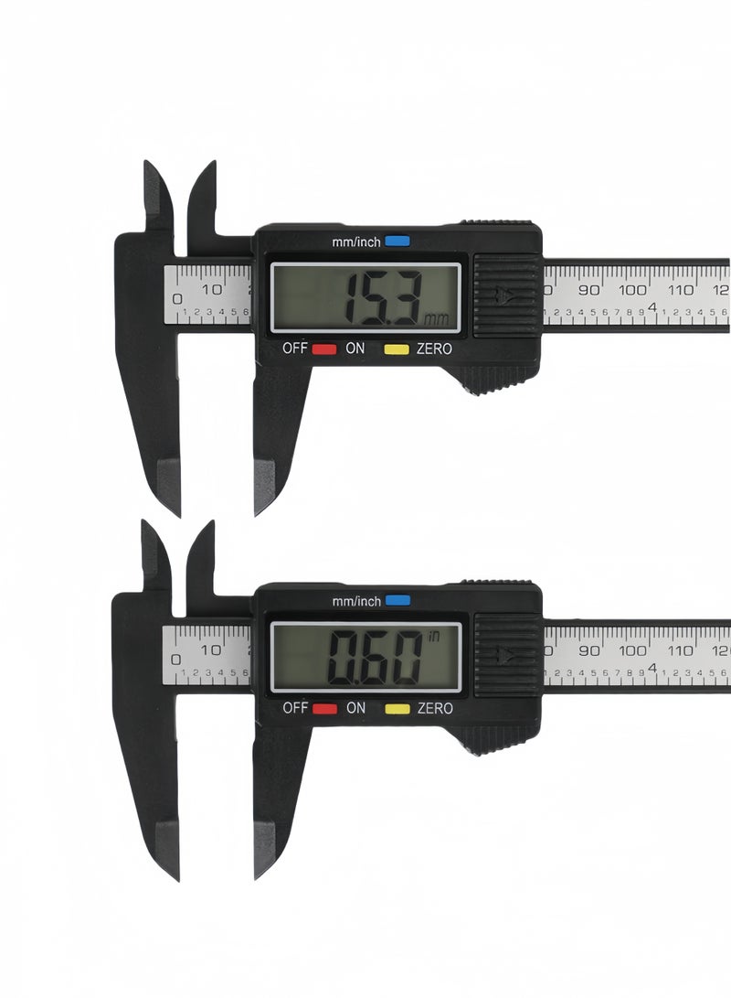 اعاره فرجار رقمي بشاشة LCD، زر تغيير سريع لتحويلات البوصة والكسور والمليمتر، فرجار رقمي 150 مم - Image 4