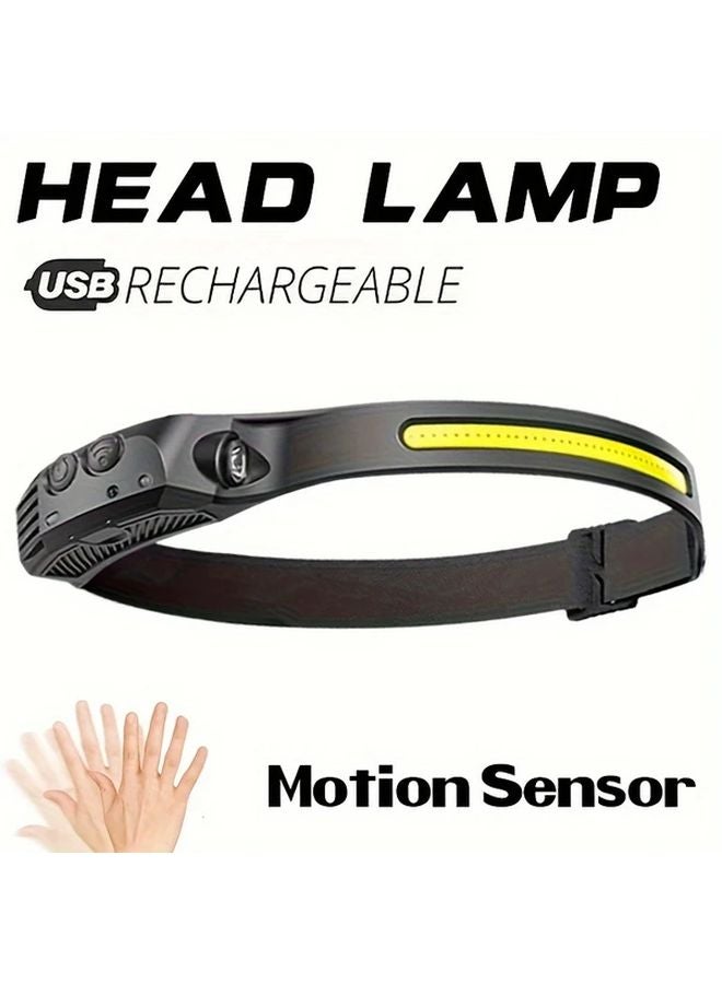 مصباح أمامي LED قابل لإعادة الشحن عبر USB، 5 أوضاع، حزام قابل للتعديل، مصباح فلاش COB للتخييم والمشي لمسافات طويلة - Image 4