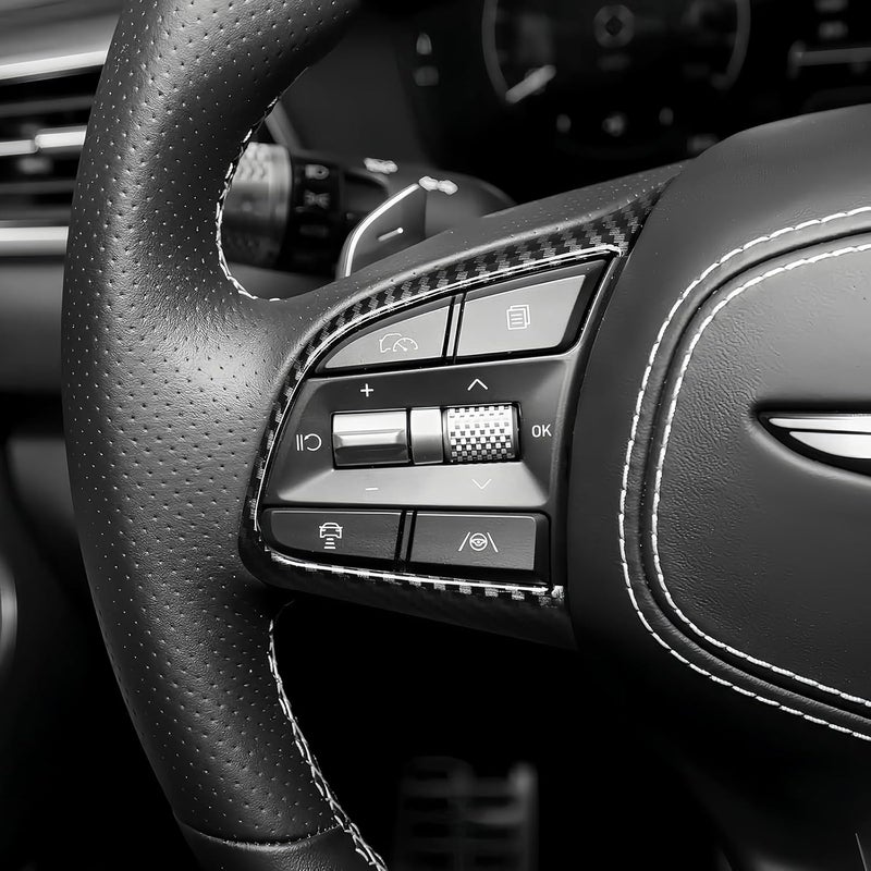 JUIVEEL Car Steering Wheel Lower Trim Cover Auto Steering Wheel Protector Cover Compatible with Genesis G70 20192026 G80 DH 20172020 Accessories Carbon Fiber Black Style - Image 5