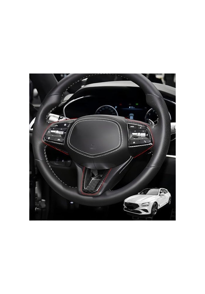JUIVEEL Car Steering Wheel Lower Trim Cover Auto Steering Wheel Protector Cover Compatible with Genesis G70 20192026 G80 DH 20172020 Accessories Carbon Fiber Black Style - Image 1