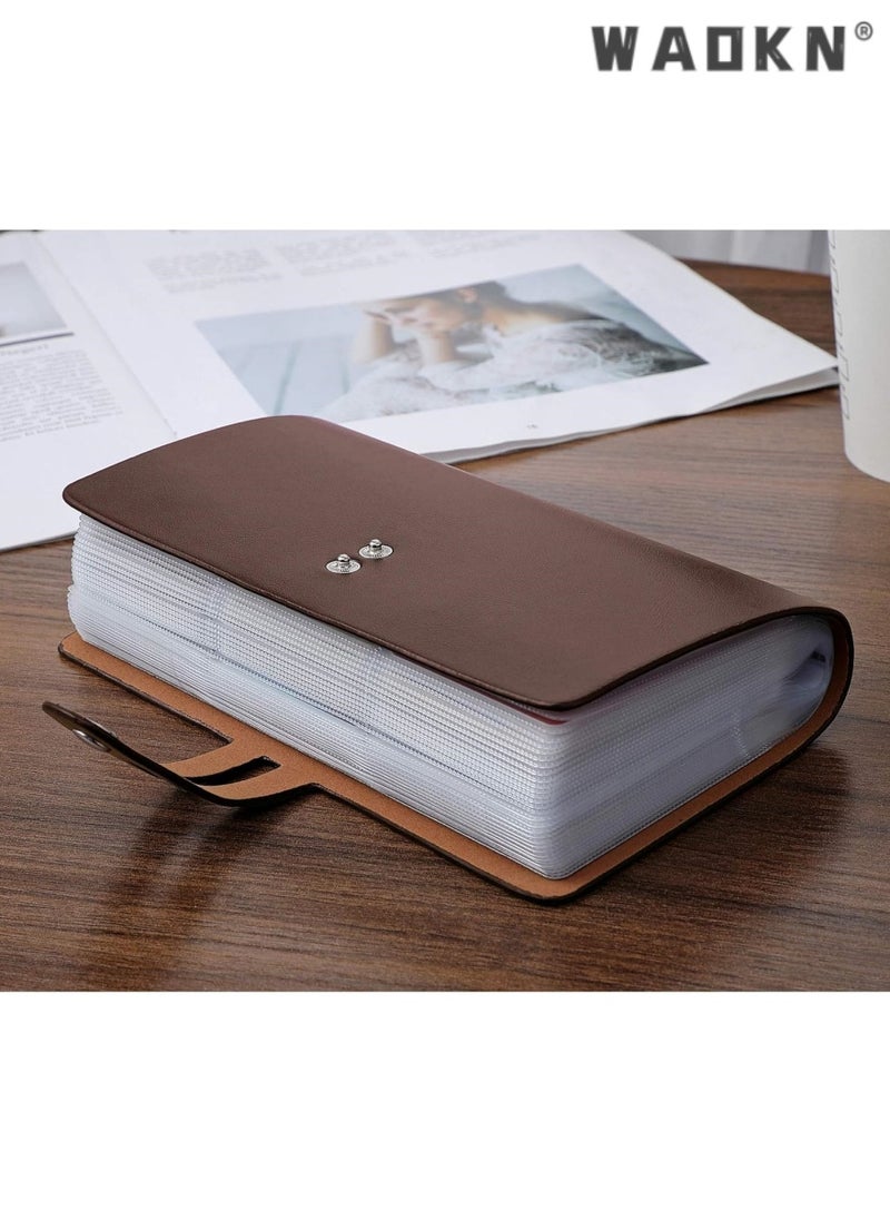WAOKN Credit Card Holder, Business Card Organizer Credit Cards Protector with 96 Card Slots RFID Blocking Business Cards Holder for Managing Your Different Cards to Prevent Loss or Damage (Brown)  - Image 4