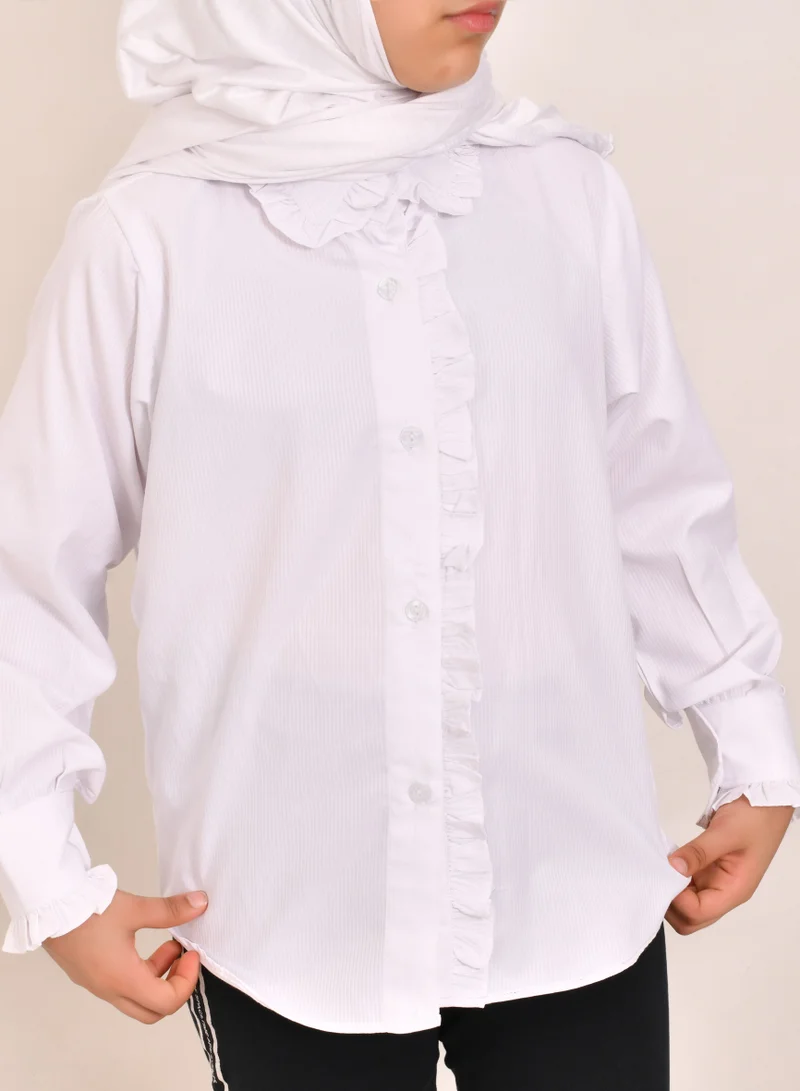 HAWRAA ABAYA white ruffle shirt