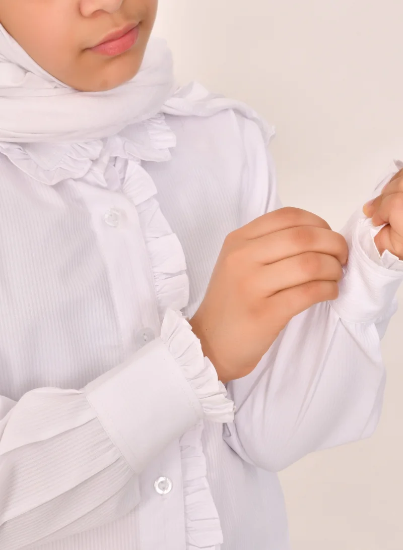 HAWRAA ABAYA white ruffle shirt