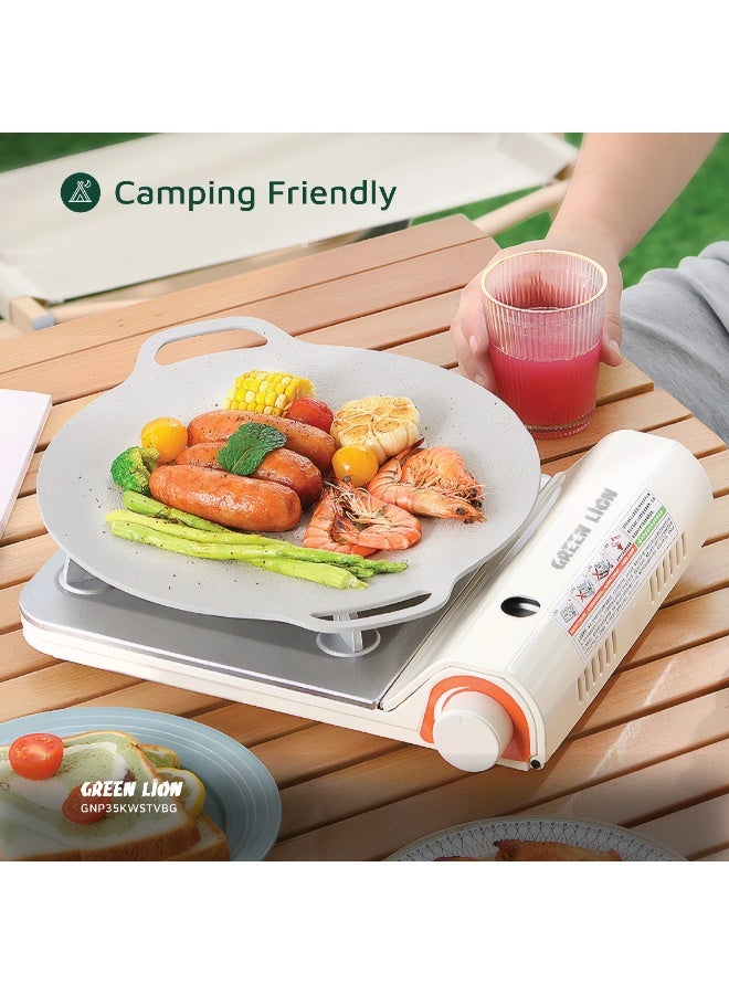 جرين ليون موقد محمول للاستخدام الخارجي بقوة 3.5 كيلو وات / التحكم في اللهب / الإشعال الإلكتروني / البوتان / الاحتراق المستمر لمدة 100 دقيقة / مدخنة رفيعة للغاية - بيج - Image 5