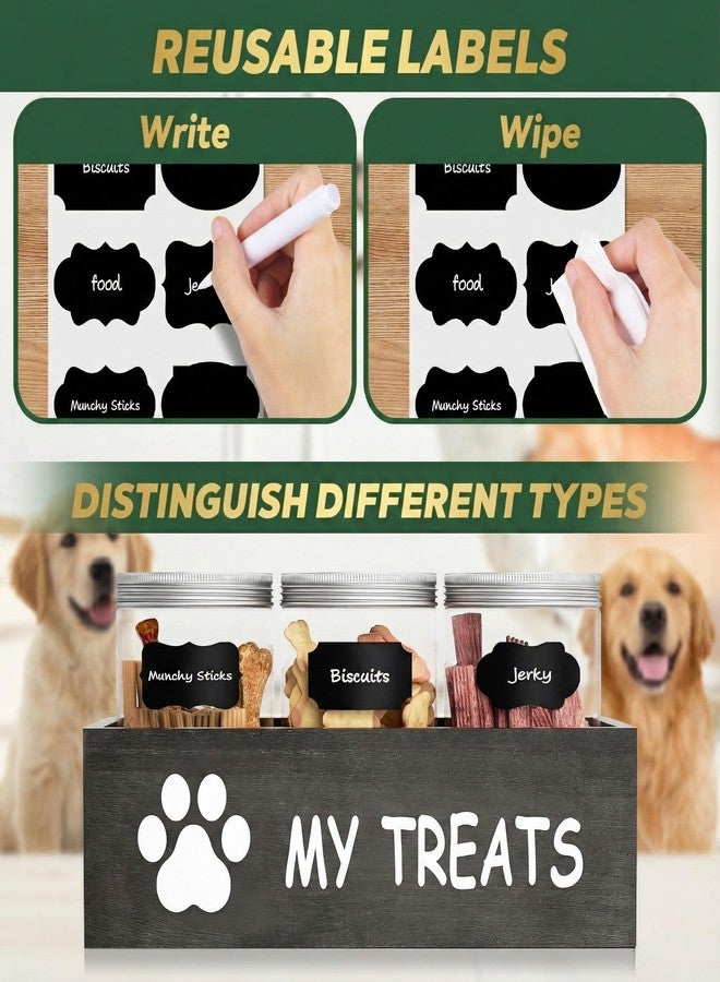qeerable Dog Treat Container Airtight Storage Jars Set of 3 - Clear Plastic Pet Treat Canister with Lids - Dog Food Container for Countertop Organization (grey) - Image 4