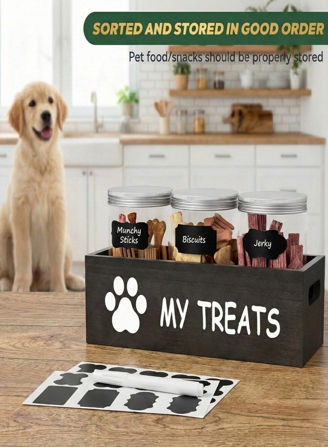 qeerable Dog Treat Container Airtight Storage Jars Set of 3 - Clear Plastic Pet Treat Canister with Lids - Dog Food Container for Countertop Organization (grey) - Image 2