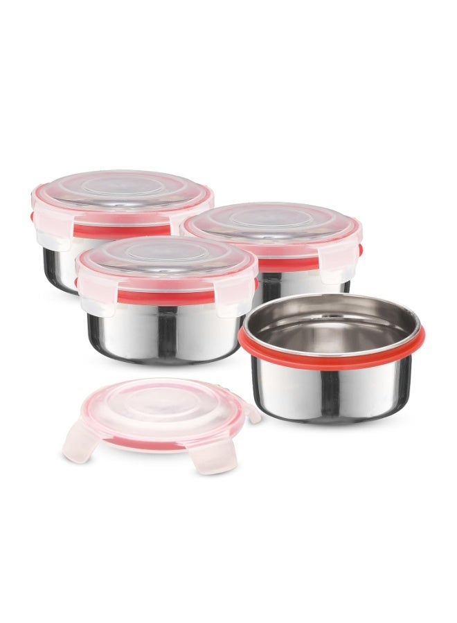 Trueware Clip N Close Smart Lock Stainless Steel Lunch Box Set of 4 | Durable, Airtight, BPA Free, 100% Food Grade | Versatile | for Office, for Men and Women - Image 1
