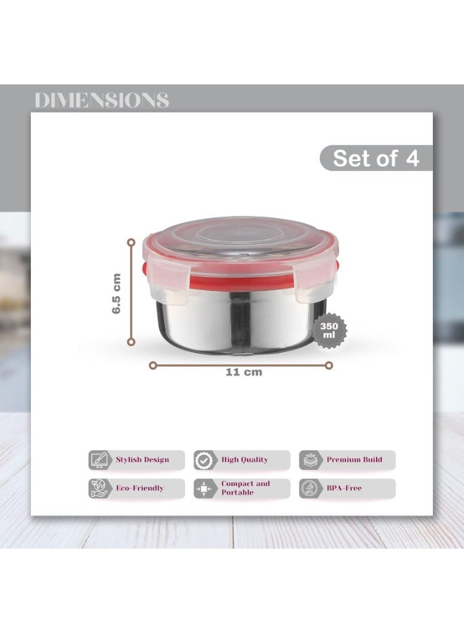 Trueware Clip N Close Smart Lock Stainless Steel Lunch Box Set of 4 | Durable, Airtight, BPA Free, 100% Food Grade | Versatile | for Office, for Men and Women - Image 3