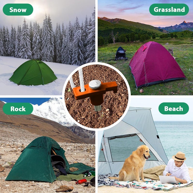 Eurmax USA Galvanized Non-Rust Camping Family Tent Pop Up Tent Stakes Ice Tools Heavy Duty 20pc-Pack, with 4x10ft Ropes & 1 Orange Stopper - Image 5