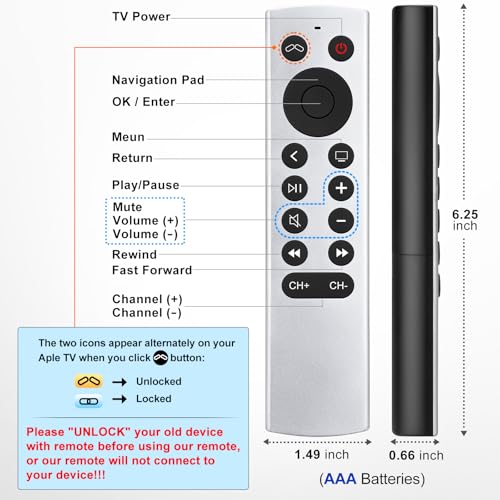 LOUTOC Replacement for Apple-TV-4K-Remote, Remote Control for Apple TV 4K/HD (NOT Siri and Voice) - Image 4