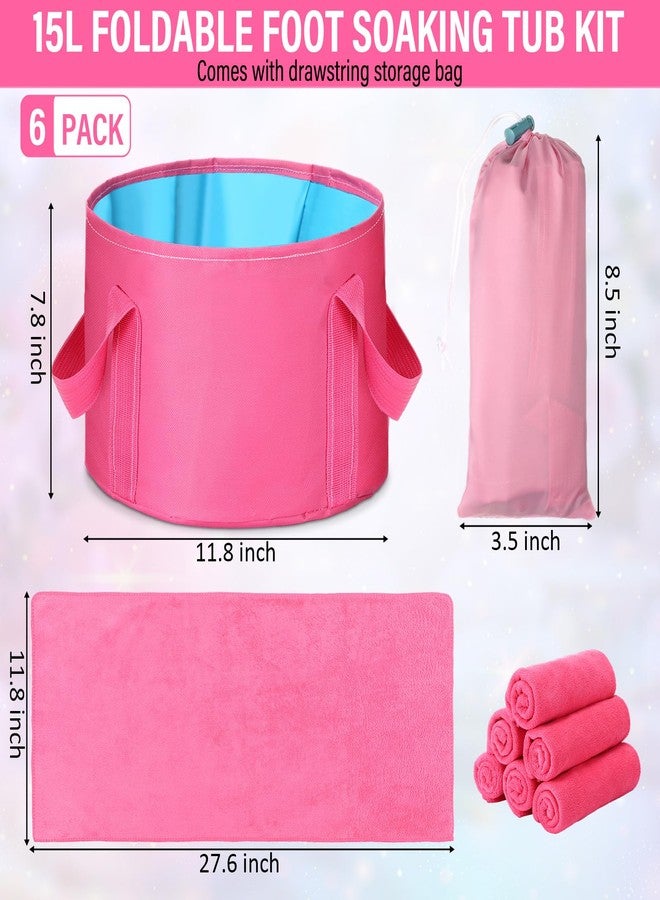 FillTouch 12 Pcs 15L Foldable Foot Soaking Tub Kit Portable Foot Bath Tub Foldable Foot Basin Bath Foot Tub for Soaking Feet with Towel and Storage Bag Soak Spa Bucket for Travel Camping(Rose Red) - Image 2