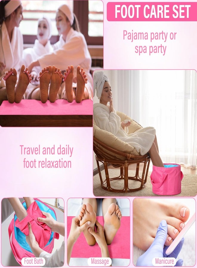 FillTouch 12 Pcs 15L Foldable Foot Soaking Tub Kit Portable Foot Bath Tub Foldable Foot Basin Bath Foot Tub for Soaking Feet with Towel and Storage Bag Soak Spa Bucket for Travel Camping(Rose Red) - Image 5