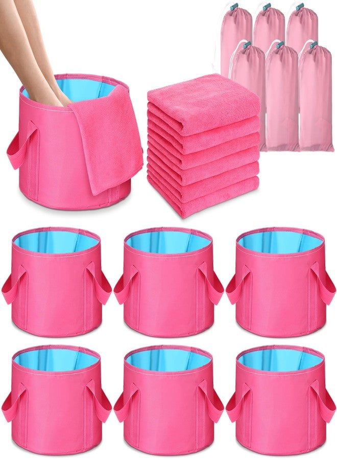 FillTouch 12 Pcs 15L Foldable Foot Soaking Tub Kit Portable Foot Bath Tub Foldable Foot Basin Bath Foot Tub for Soaking Feet with Towel and Storage Bag Soak Spa Bucket for Travel Camping(Rose Red) - Image 1