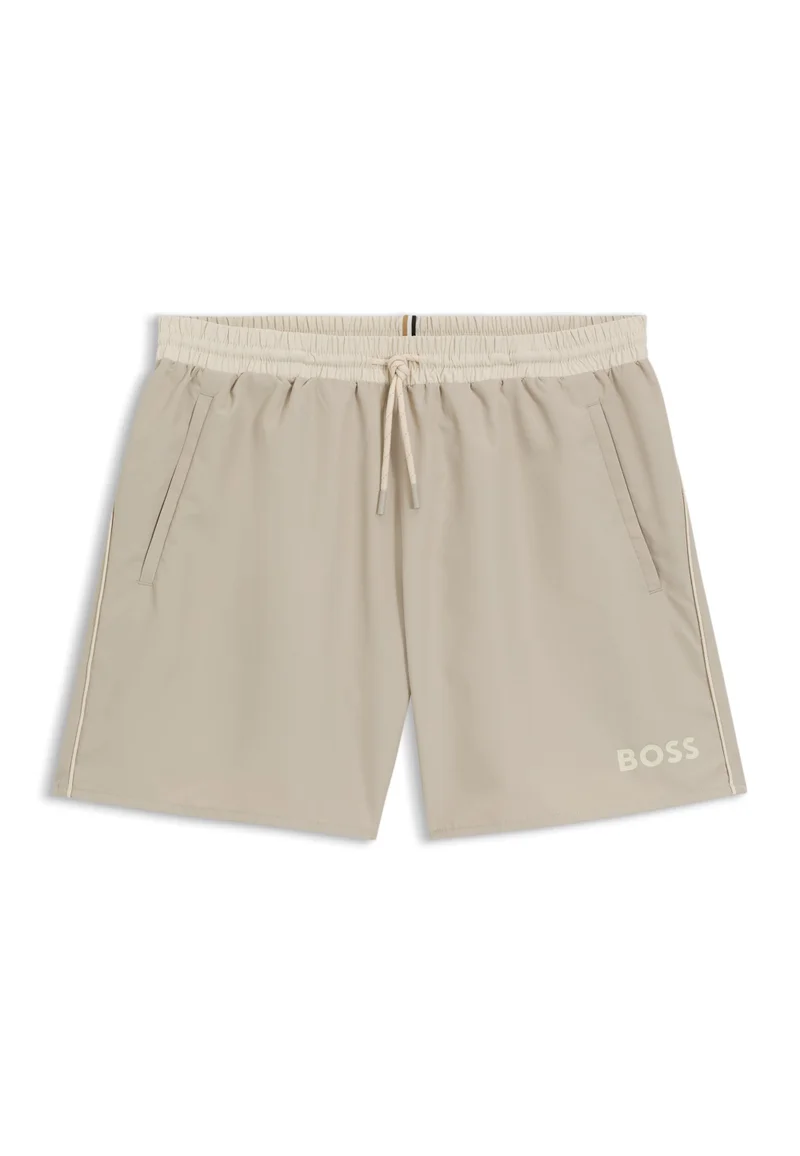 BOSS Light Beige Swim shorts with contrast logo and piping for Men | Best Price UAE
