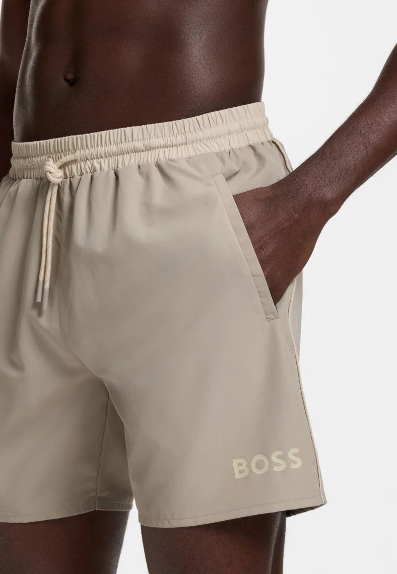BOSS Light Beige Swim shorts with contrast logo and piping for Men | Best Price UAE