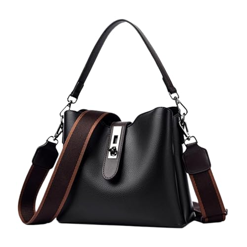 Gowloz Women's PU Leather Bucket Bag, Black Crossbody Shoulder Handbag for Work, Shopping, Travel, Daily Use | Fashion Style - Image 1