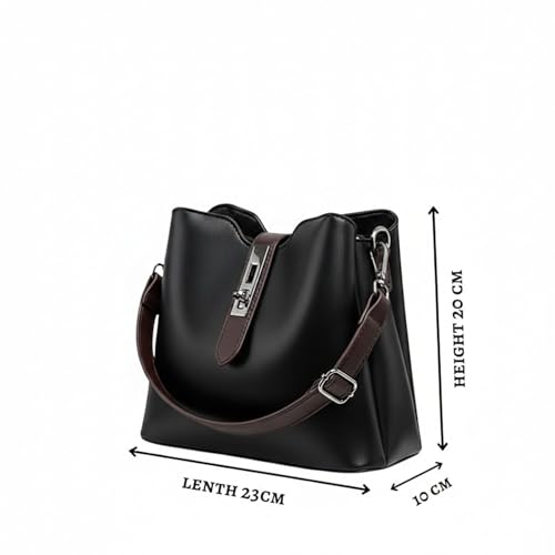 Gowloz Women's PU Leather Bucket Bag, Black Crossbody Shoulder Handbag for Work, Shopping, Travel, Daily Use | Fashion Style - Image 4