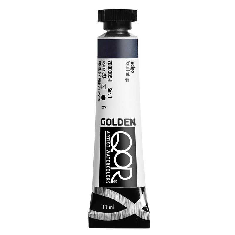 GOLDEN QoR Artist Watercolors, Indigo, 11 ml Tube, Professional Watercolor Paint, Semi-Transparent - Image 1