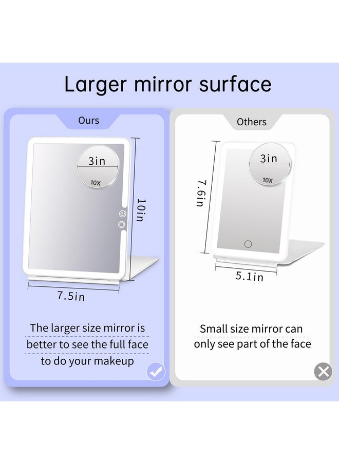 FUNTOUCH Rechargeable Travel Makeup Mirrorportable Lighted Mirror With 10X Magnifying Mirror 3 Colors Light Modestouch Screen Dimming Folding Light Up Mirror For Cosmetic  - Image 3