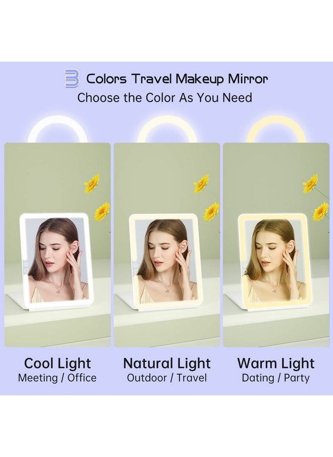 FUNTOUCH Rechargeable Travel Makeup Mirrorportable Lighted Mirror With 10X Magnifying Mirror 3 Colors Light Modestouch Screen Dimming Folding Light Up Mirror For Cosmetic  - Image 5