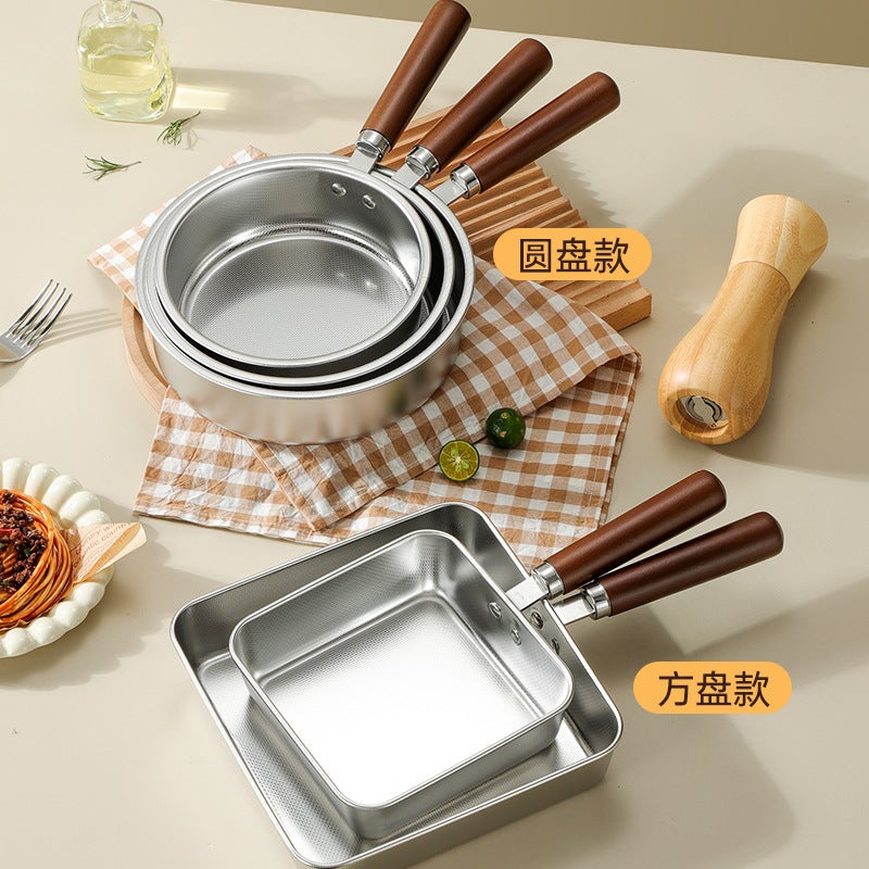 304 Stainless Steel Mini Frying Pan Special Oil Splashing Pan For Induction Cooker Household Supplementary Food Flat Bottom Frying Egg Pan - Image 2