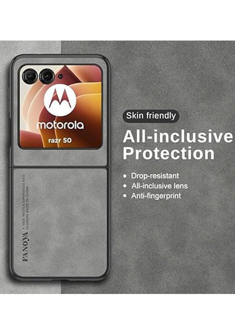 general Case Compatible with Motorola Razr 50, Plain Leather Case Matte Silicone Bumper Anti-Fingerprint Shockproof Protective Back Cover for Motorola Razr 50 - Image 2
