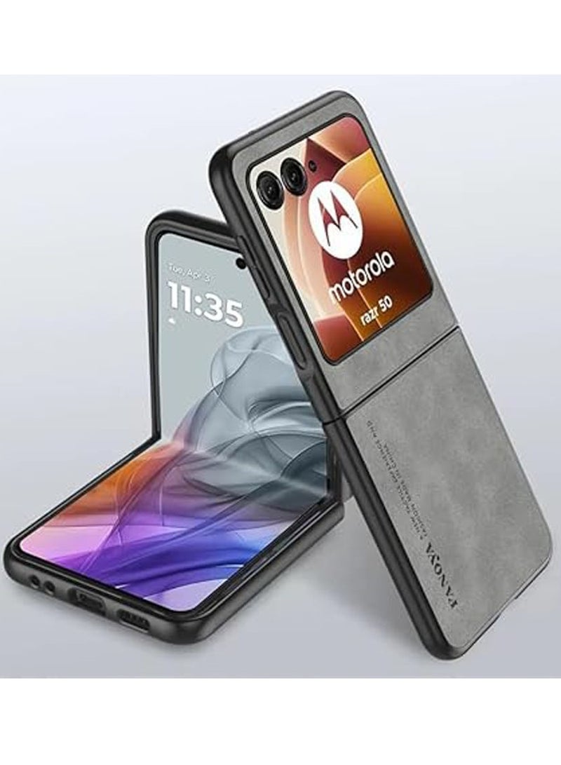general Case Compatible with Motorola Razr 50, Plain Leather Case Matte Silicone Bumper Anti-Fingerprint Shockproof Protective Back Cover for Motorola Razr 50 - Image 1
