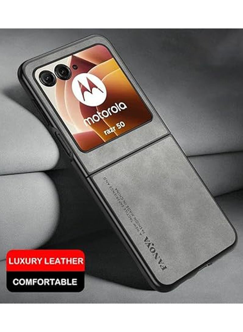 general Case Compatible with Motorola Razr 50, Plain Leather Case Matte Silicone Bumper Anti-Fingerprint Shockproof Protective Back Cover for Motorola Razr 50 - Image 3