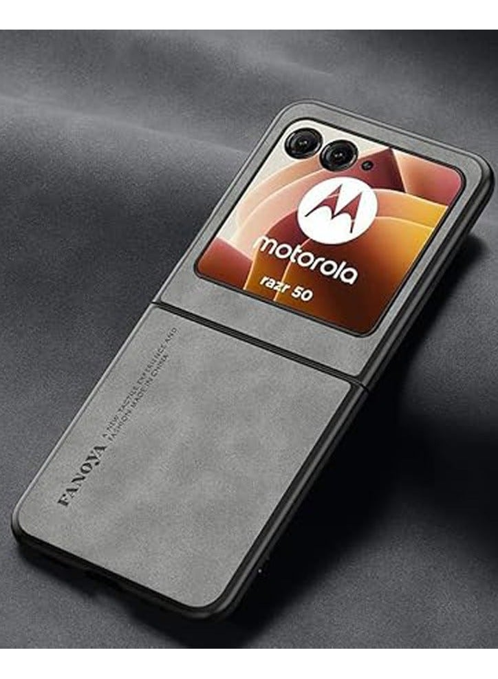 general Case Compatible with Motorola Razr 50, Plain Leather Case Matte Silicone Bumper Anti-Fingerprint Shockproof Protective Back Cover for Motorola Razr 50 - Image 4