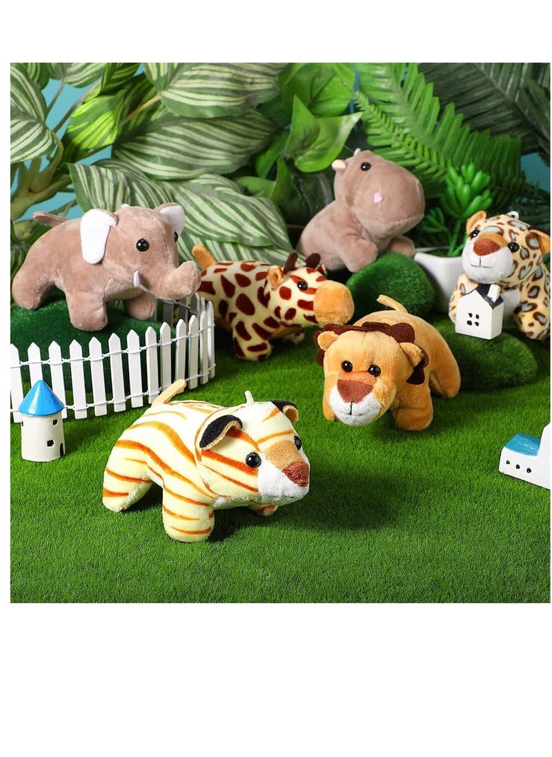KASTWAVE 6-piece mini stuffed forest and jungle animal plush toys 4.8 inches  - Image 1