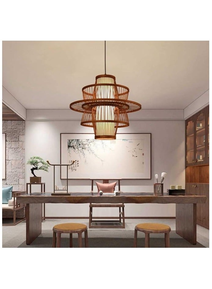 Bamboo Pendant Light Fixture, Japanese Style Hanging Lamp, Modern Asian Dining Room Ceiling Light,(Bulb Not Included)  - Image 1