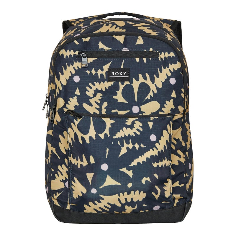 Roxy Here You Are Backpack Travel Vacation Work Everyday Carry Laptop Sleeve Organizer 23L Capacity Recycled Polyester Anthracite Big Flowers - Image 2