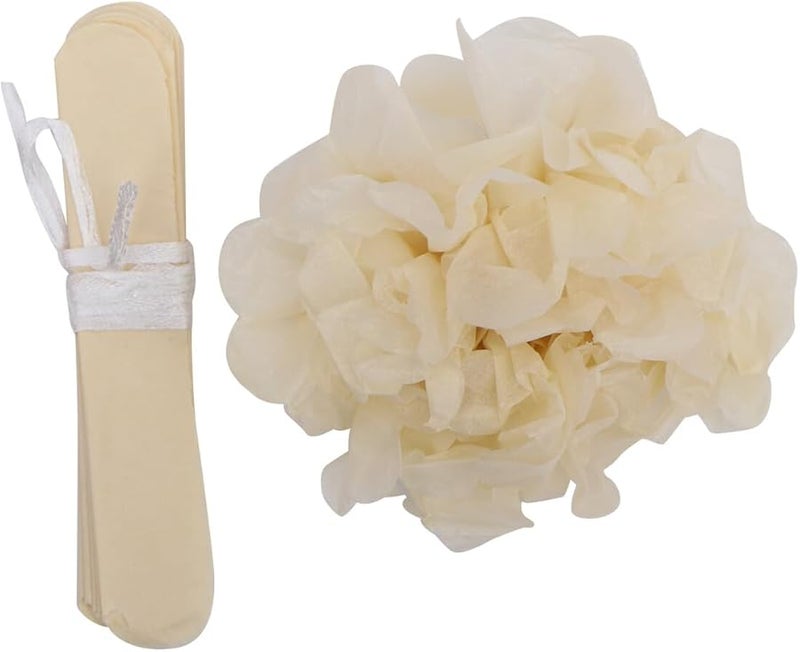 كرات ورقية من نسيج البيج 20 قطعة لتزيين حفلات أعياد الميلاد والزفاف وديكورات ريفية DIY - Image 2