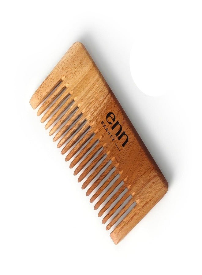 ENN Beauty Neem Wood Hair Comb - Herbal Wide Tooth Comb for Hair Growth, Frizz Control & Shine - Infused with 13 Ayurvedic Herbs, Neem & Sesame Oil - Anti-Dandruff & Detangling Comb for All Hair Types - Image 1