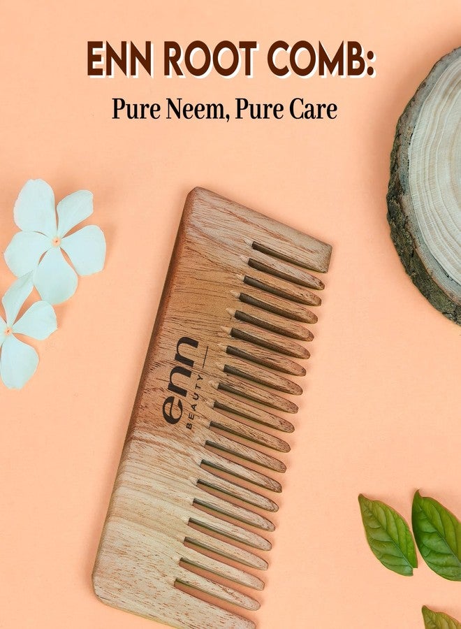 ENN Beauty Neem Wood Hair Comb - Herbal Wide Tooth Comb for Hair Growth, Frizz Control & Shine - Infused with 13 Ayurvedic Herbs, Neem & Sesame Oil - Anti-Dandruff & Detangling Comb for All Hair Types - Image 2