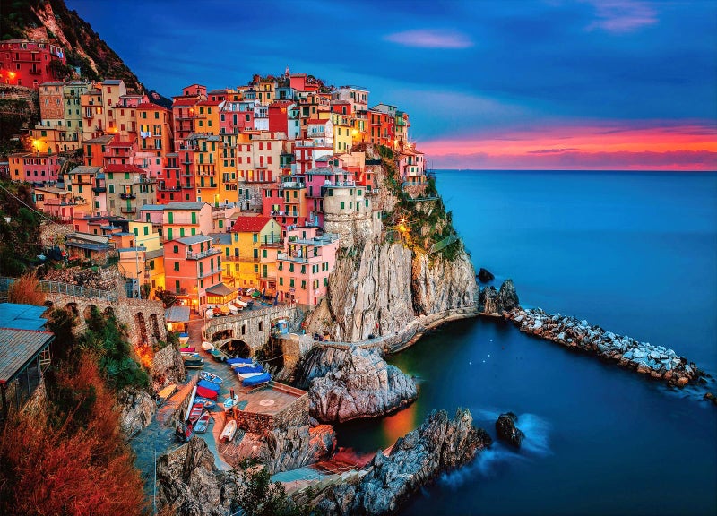 CHengQiSM 1000 Pieces Jigsaw Puzzles for Adults Dusk at Cinque Terre Puzzle 1000 Piece Puzzles for Adults 1000 Pieces Jigsaw Puzzles for Adults Teens Seniors Landscape Challenging Jigsaw Puzzle - Image 3
