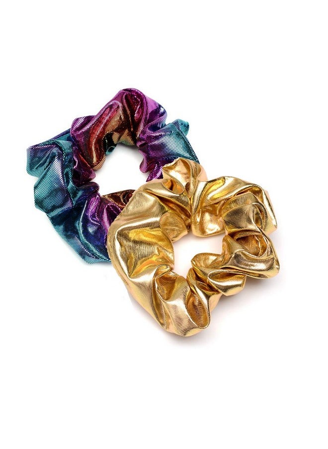 ACCGLORY ACCGLORY Shiny Scrunchies Metallic Hair Bands Elastic Hair Ties Set Glitter Ponytail Holder Soft Scrunchy for Women(Hair Scrunchies Set)  - Image 4
