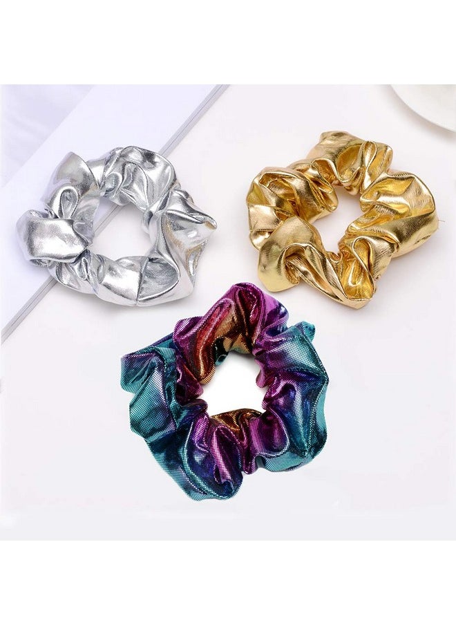 ACCGLORY ACCGLORY Shiny Scrunchies Metallic Hair Bands Elastic Hair Ties Set Glitter Ponytail Holder Soft Scrunchy for Women(Hair Scrunchies Set)  - Image 3