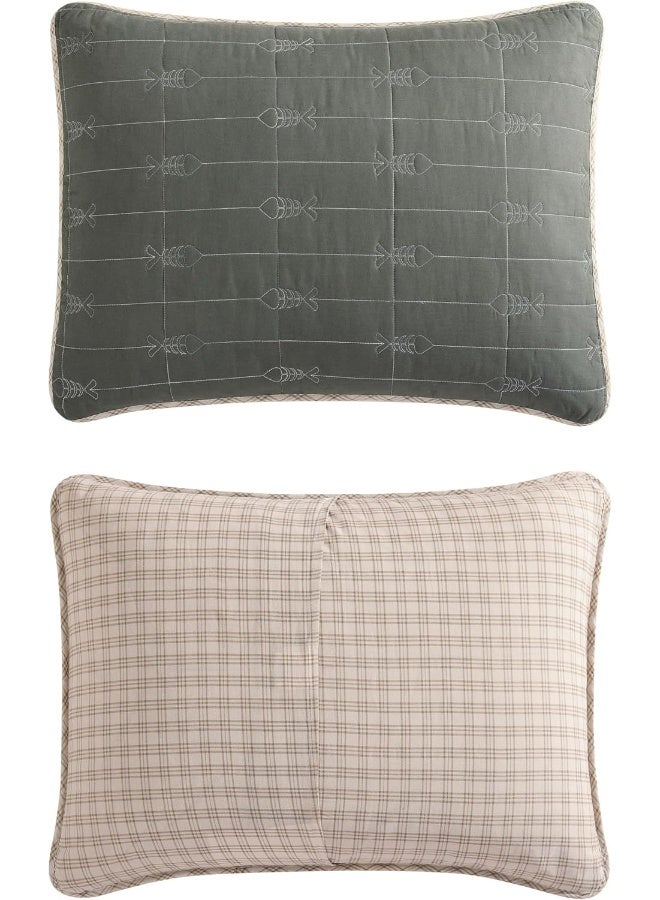 Eddie Bauer - Queen Quilt Set, Reversible Cotton Blend Bedding with Lightweight Feel, 3 Piece Bed Set with Matching Pillowcases (Troutdale Green) - Image 4