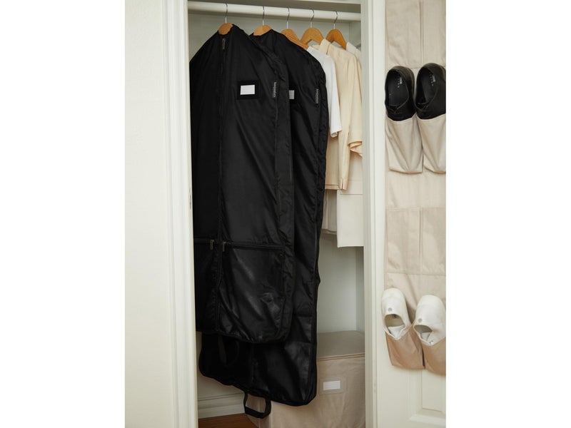 Covermates Keepsakes Deluxe Garment Bag Set - Premium Polyester - Full Length Zipper - ID Window - Carrying Handles - Stowaway Pouch - Closet Storage, Black - Image 4