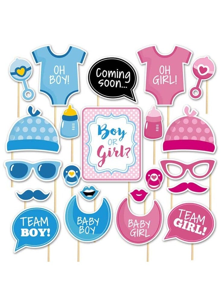 Excefore Baby Gender Reveal Photo Booth Frame, Party Supplies Boy or Girl Photo Booth Props Baby Shower Birthday Party Decoration, DIY Kit for Birthday Shower Baby Shower Party Favor Supplies (Pack of 23) - Image 2