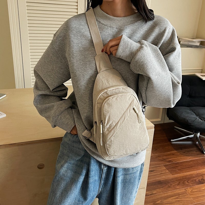 Women’s Chest Bag Soft Fabric Street Style Crossbody with Zippered Compartment - Image 4