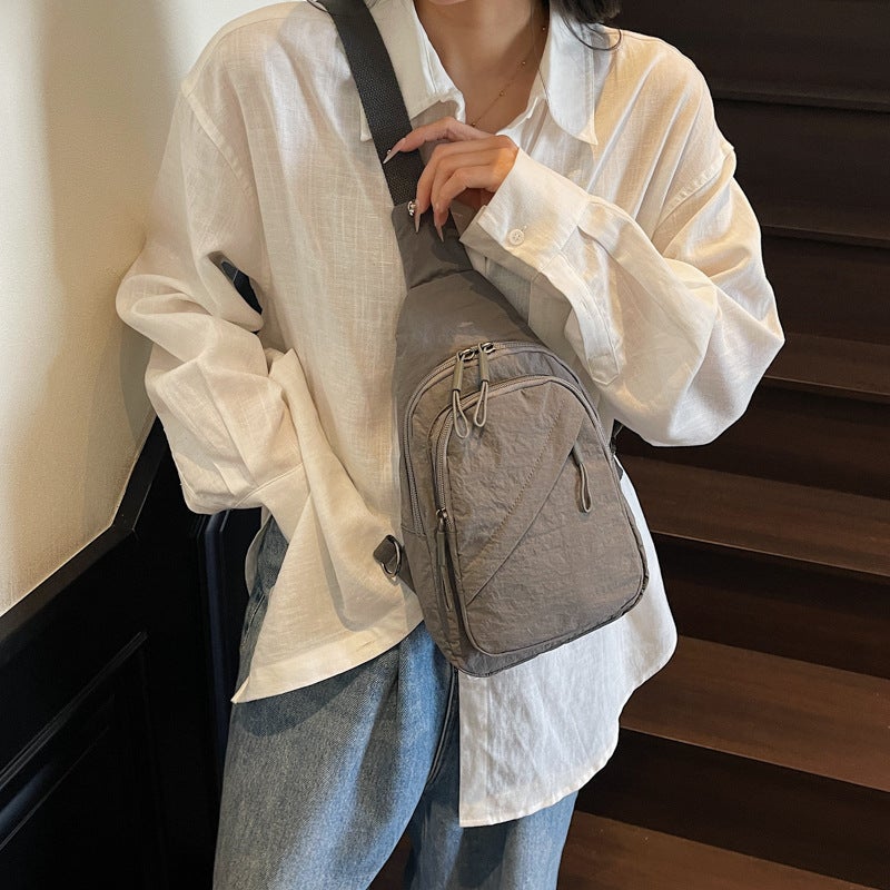 Women’s Chest Bag Soft Fabric Street Style Crossbody with Zippered Compartment - Image 3