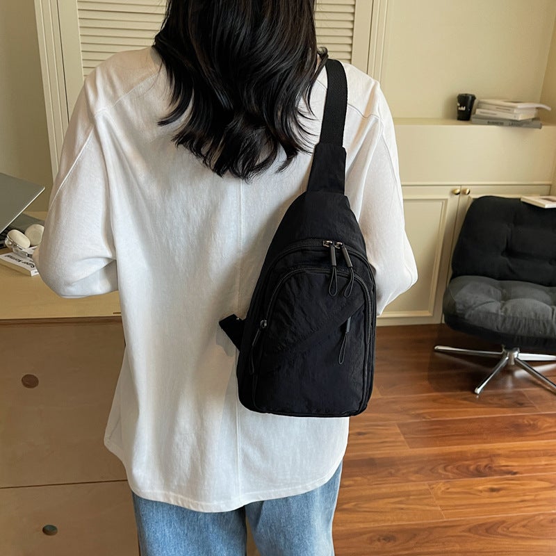Women’s Chest Bag Soft Fabric Street Style Crossbody with Zippered Compartment - Image 5