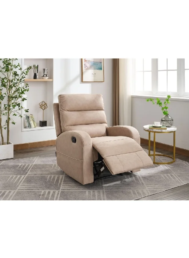 Micasa Elegant and Modern Design Manual Recliner Chair with Side Pocket Light Brown 102.5 x 94 x 85 cm SX-81407 LIGHT BROWN