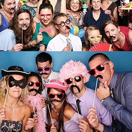 My Party Suppliers Photo Booth Props Glasses Mustache Lip On A Stick Wedding Birthday Party Fun Favor 1Set of 10pcs/Party Decoration Photo Prop - Image 2