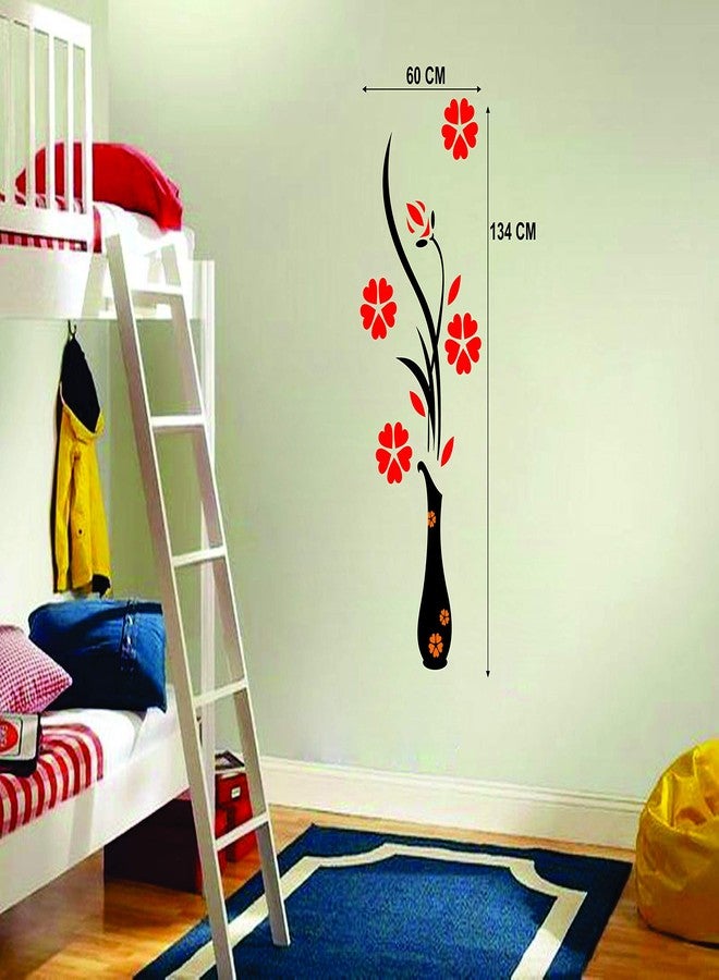 Walltech Combo of 4 Wall Sticker Free Bird case (150 x 115 cms) | Flower vase red (60 x 134 cms) | Flamingos and Bamboo (150 x 125 cms) | Modern Peacock (90 x 75 cms) | Material Vinyl - Image 3