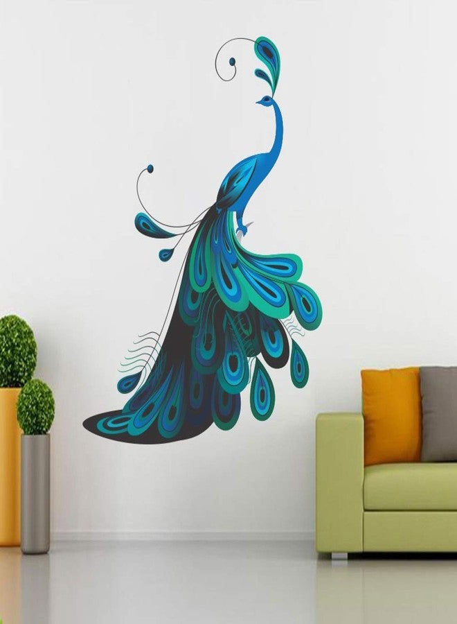 Walltech Combo of 4 Wall Sticker Free Bird case (150 x 115 cms) | Flower vase red (60 x 134 cms) | Flamingos and Bamboo (150 x 125 cms) | Modern Peacock (90 x 75 cms) | Material Vinyl - Image 5
