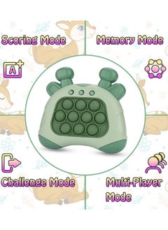 Generic Fast Push Game, Bunny Ear Handheld Speed Push Bubble Game Console, Light up Pop Game Sensory Fidget Toys for Kids, Autism Sensory Toys for Boys Girls Adults, Green Deer  - Image 2