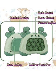 Generic Fast Push Game, Bunny Ear Handheld Speed Push Bubble Game Console, Light up Pop Game Sensory Fidget Toys for Kids, Autism Sensory Toys for Boys Girls Adults, Green Deer  - Image 3